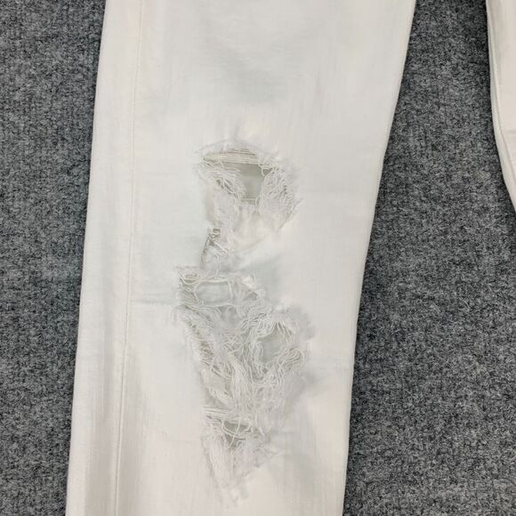 J Brand Jeans Womens 27 White Denim Cropped Raw Hem Distressed Stretch Pant - Picture 4 of 14